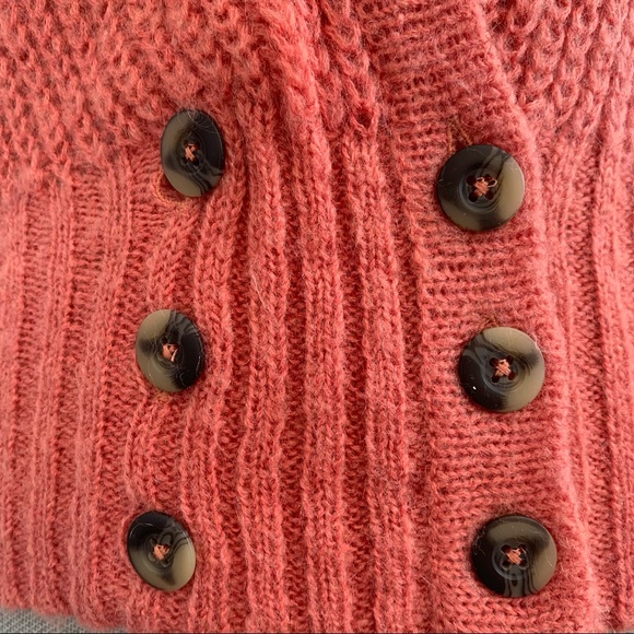 .OUNCE button down sweater size S light rust color semi-cropped v-neck - Picture 3 of 13